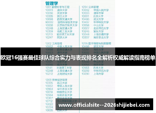 欧冠16强赛最佳球队综合实力与表现排名全解析权威解读指南榜单